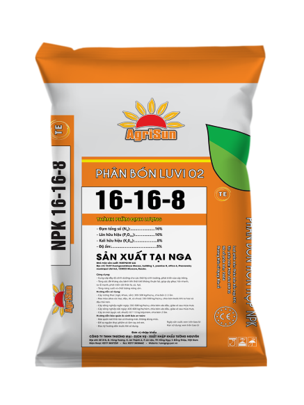 Hình ảnh bao phân NPK Nga 16-16-16 giúp cây phát triển đồng đều, tăng năng suất và chất lượng.
